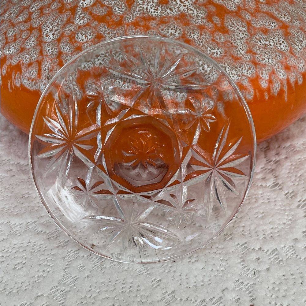 Clear starburst - anchor hocking patterned coaster set of 9